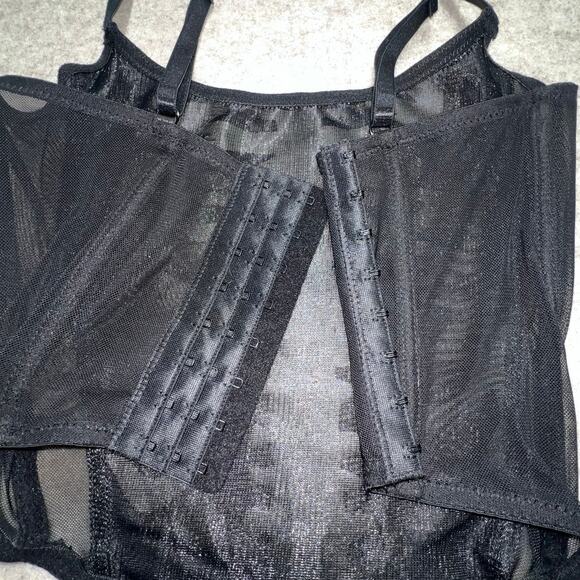 Black Mesh Ribcage Corset Top Adjustable Straps Gothic Punk Style, XS - Picture 4 of 5